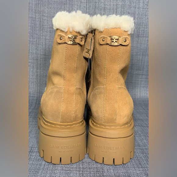 Sam Edelman Kyler 2 Caramel Suede Faux Shearling Combat Boots - Picture 5 of 7